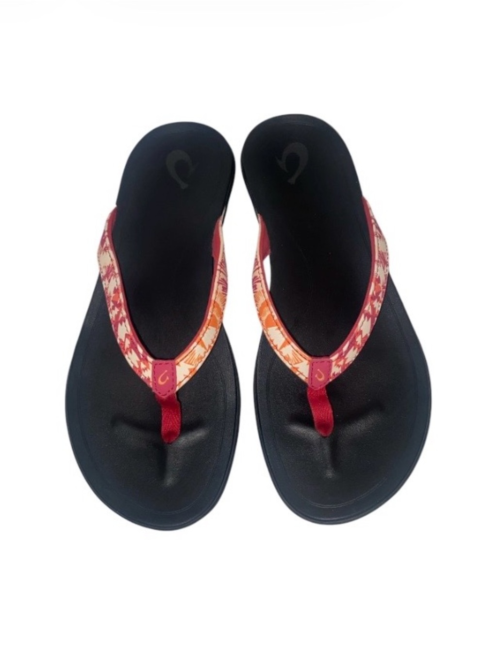 OluKai Ho’opio Tropical Print Thong Flip Flop Sandals Size 9 (Pre owned)
